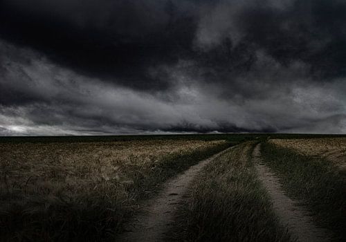 leeg landschap met woeste lucht