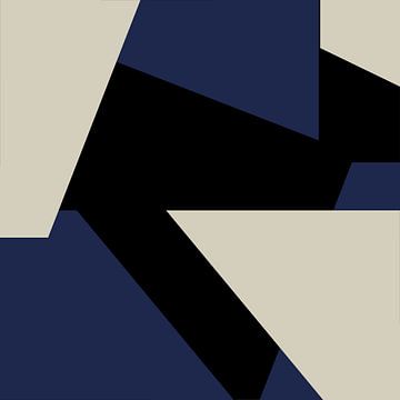 Abstracte Geometrische Vormen in Blauw, Zwart, Wit nr. 1 van Dina Dankers