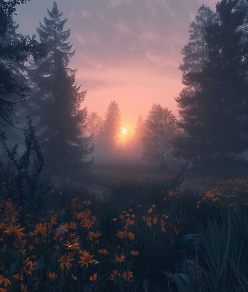 Fluisterend licht in het bos van fernlichtsicht