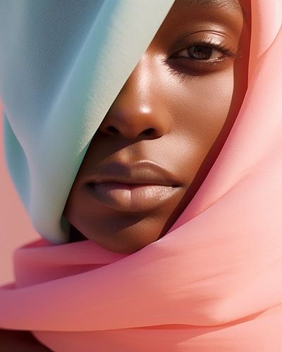 Modern portret in pastelkleuren