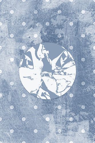 Ikigai. Abstracte minimalistische Zen kunst. Japanse stijl in blauw VIII