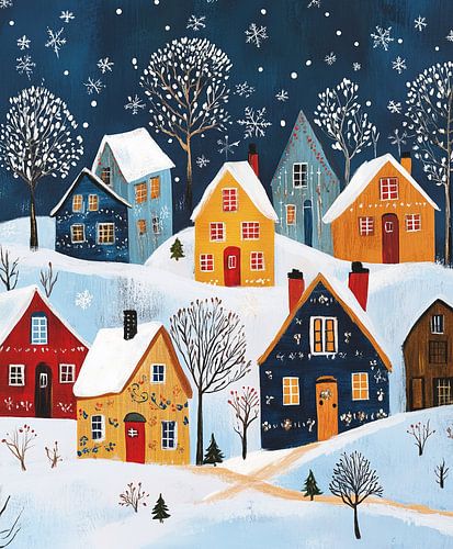 Schilderachtig Dorp in de Sneeuw