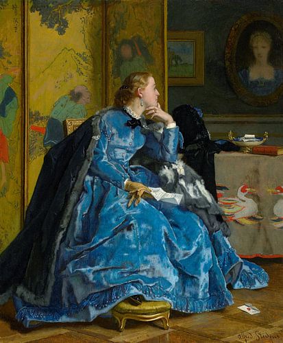 ALFRED STEVENS,Un duc, la robe bleue