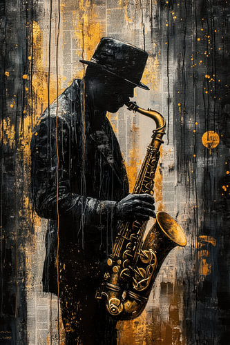 Midnight Jazz – Striking Painting: Black and Gold