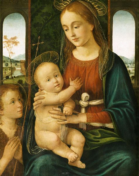 Biagio d'Antonio,Virgin and Child with Saint John the Baptist by finemasterpiece