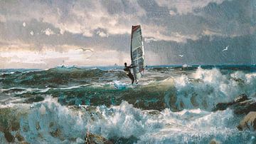 Surfer on old painting van Willem Koenes