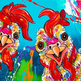 Poulets colorés sur Happy Paintings