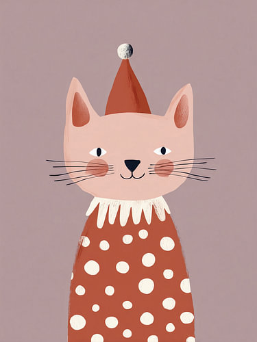 Christmas Cat in a Santa Hat – Retro Holiday Art