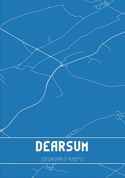 Blauwdruk | Landkaart | Dearsum (Fryslan) van MijnStadsPoster