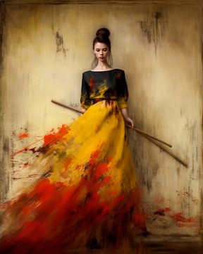 Portret "Yellow and red" van Carla Van Iersel