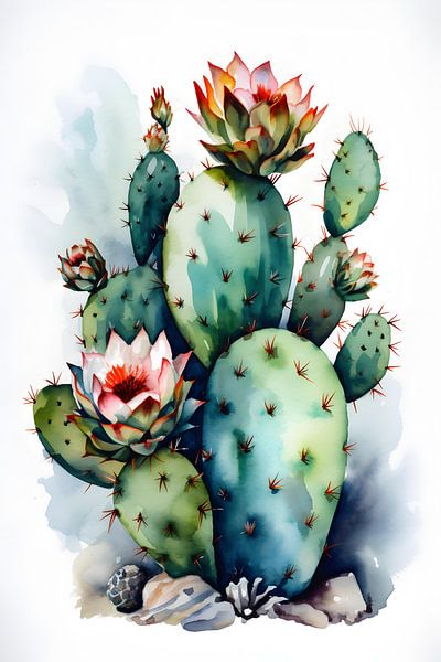 Watercolour Cacti by NJ Midnight Studio