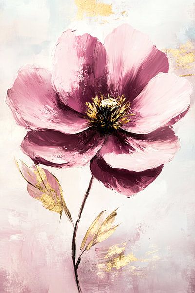 Abstract flower with gold accents by Imperial Art House
