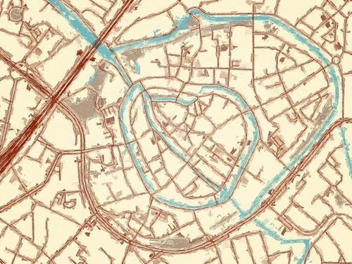 Kaart van Amersfoort Centrum in de stijl Blauw & Crème