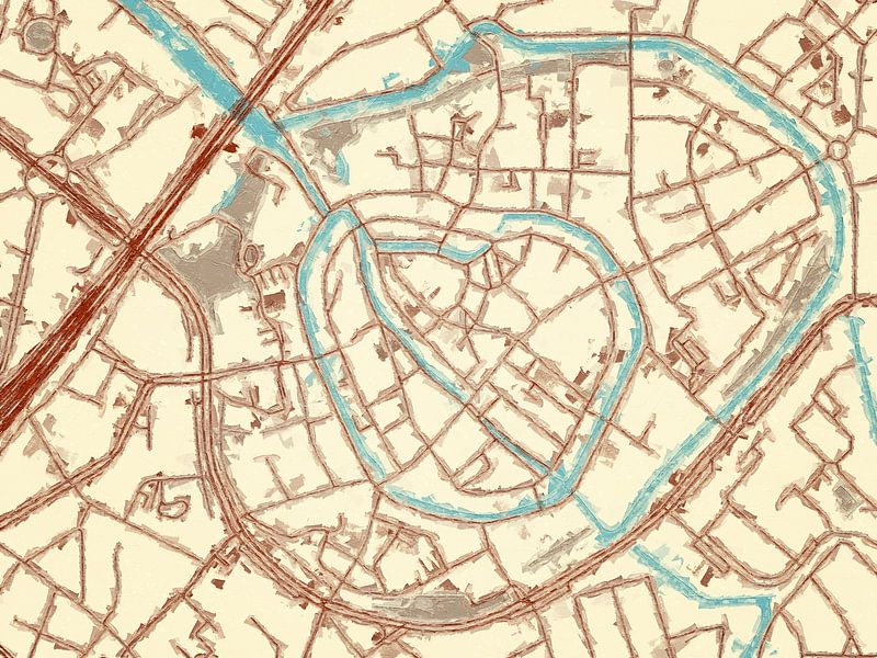 Map of Amersfoort Centrum in the style Blue &amp; Cream by De Kaartenwinkel