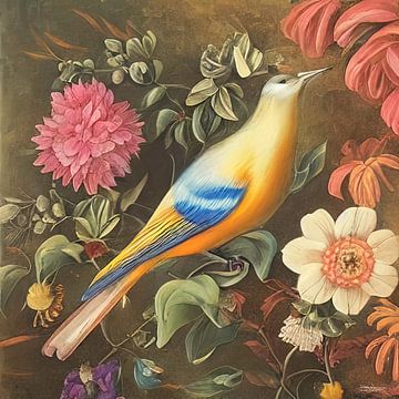 vogel met bloemen van Gelissen Artworks