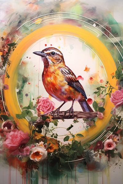 Oiseau minimaliste dans un cercle par Art & Soul Creations