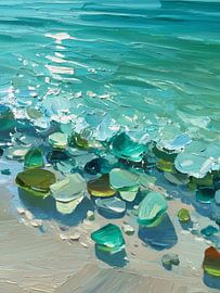 Une mer turquoise parsemée de galets scintillants sur Color Square