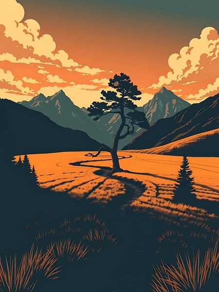 Sunset Mountain Valley von rendy okta