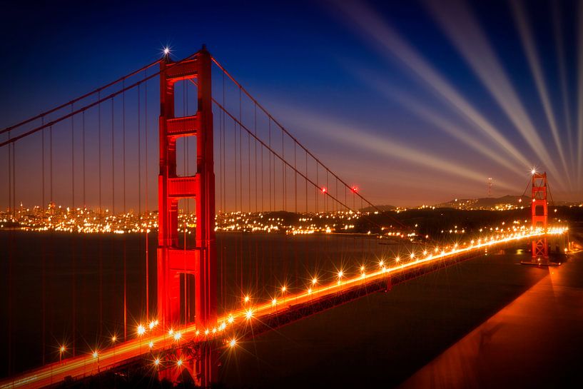 Golden Gate Bridge in de avond par Melanie Viola