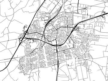 Kaart van Roosendaal in Zwart Wit van Map Art Studio