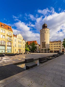 Uitzicht op historische gebouwen in de stad Görlitz van Rico Ködder