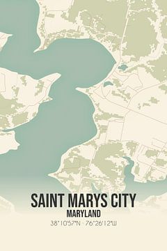 Vintage landkaart van Saint Marys City (Maryland), USA. van MijnStadsPoster