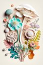 Paddenstoelen en bloemen collage | Art 5 van Digitale Schilderijen thumbnail