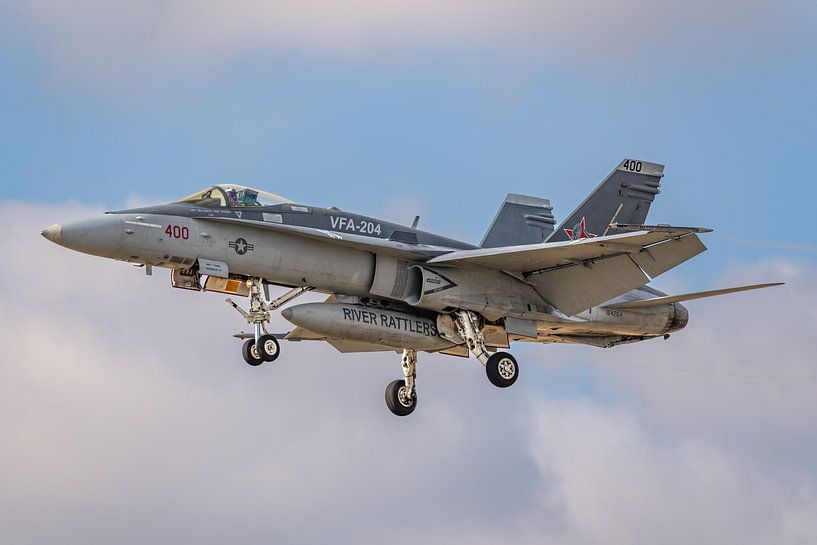 Photographed a beautiful F/A-18C from VFA-204 &quot;River Rattlers&quot; during landing at F by Jaap van den Berg