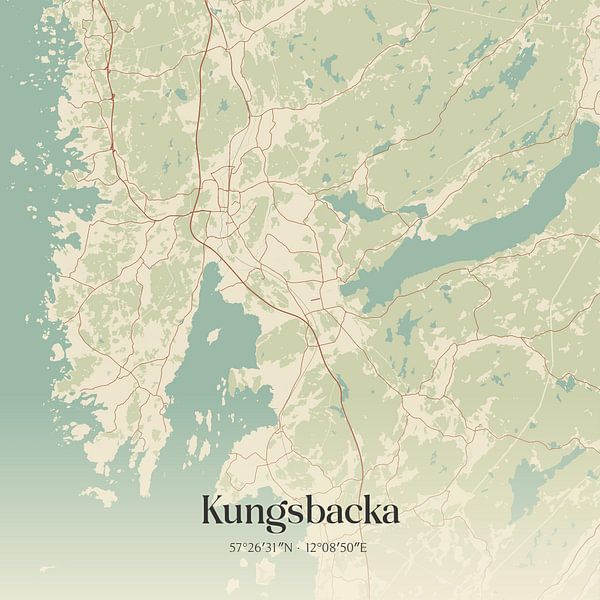 Vintage map of Kungsbacka, Sweden. by Prints of Place