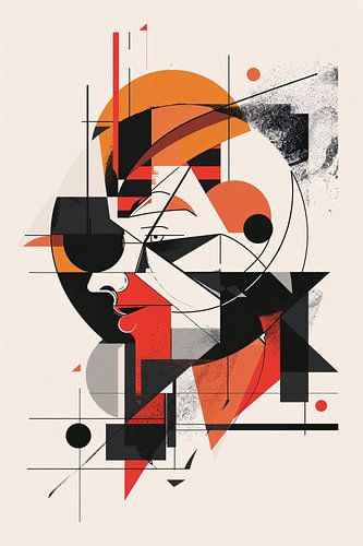 Abstract portret van vrouw in geometrische vormen