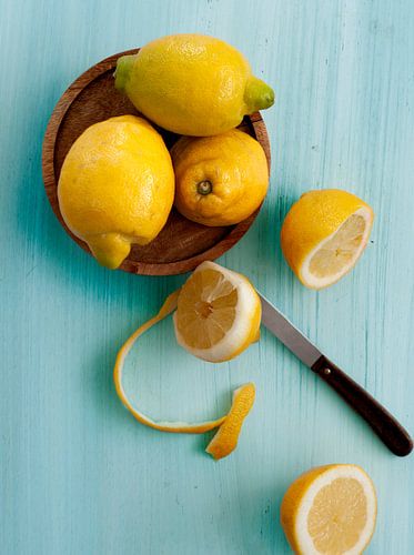 Lemons on blue