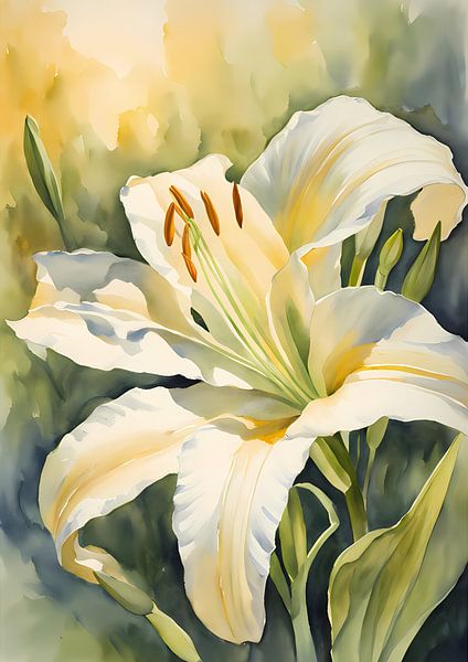 Weiße Lilie Aquarell von BRZ999