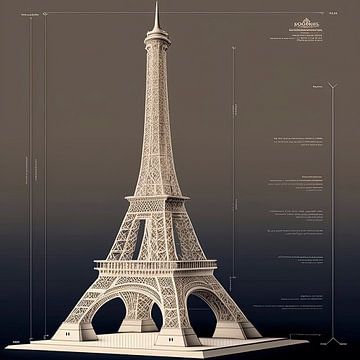 Eiffel toren blueprint van Harvey Hicks