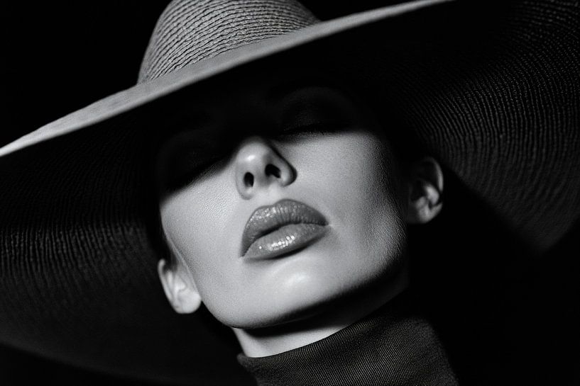 Femme élégante avec un grand chapeau par Poster Art Shop