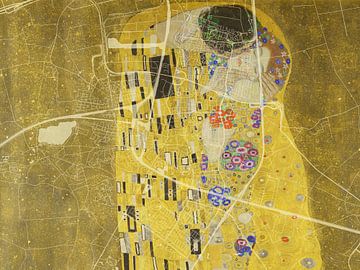 Kaart van Oosterhout met de Kus van Gustav Klimt van Map Art Studio