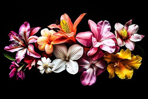 Levendige bloemen tegen donkere achtergrond