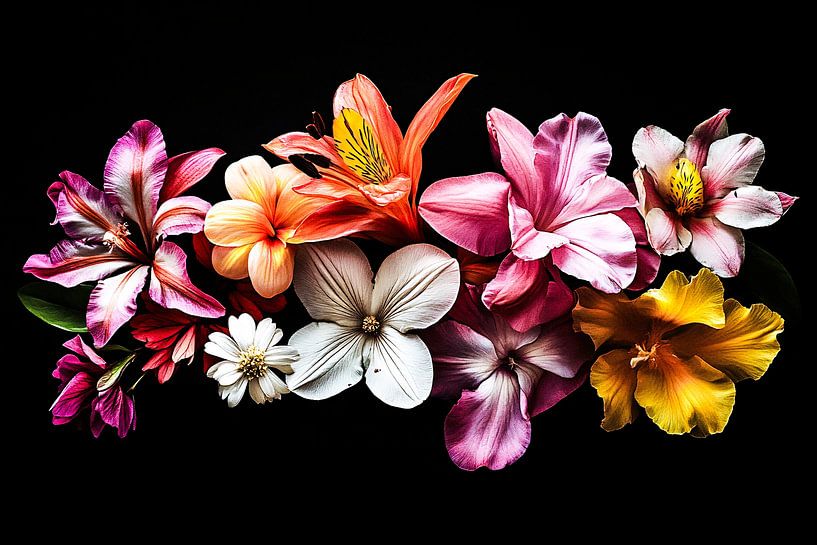 Fleurs vibrantes sur fond sombre par Imperial Art House