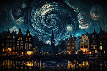 Amsterdam in Van Gogh stijl sur Tableaux ARTEO