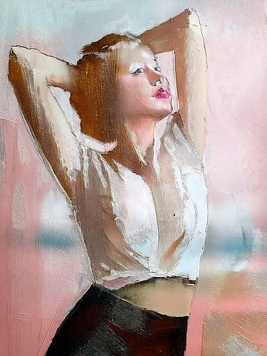 Portrait intemporel d'une femme dans des tons pastel