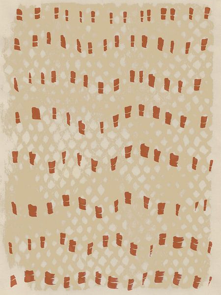 Wabi-sabi watercolor neutral art. Wavy terra pattern on beige. by Dina Dankers