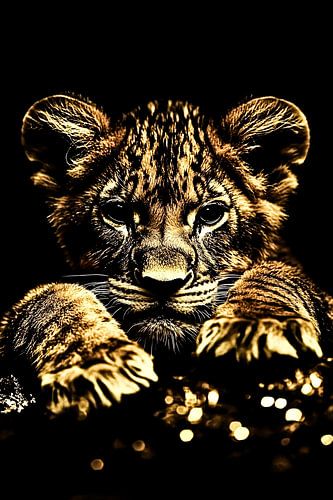 Leeuwenwelp met gouden details