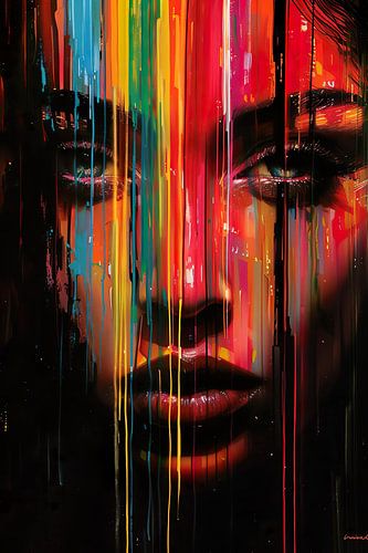 Abstract portrait with lines and face