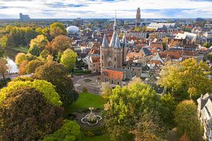 Luftaufnahme der Stadt Zwolle am Sassenpoort im Herbst
