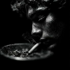 Cendrier et homme avec une cigarette sur TheXclusive Art