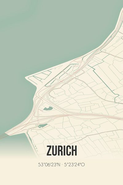 Vintage map of Zurich (Fryslan) by Prints of Place