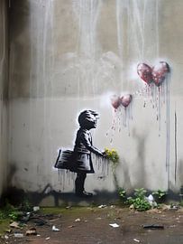 Banksy Hommage never give up van PixelPrestige