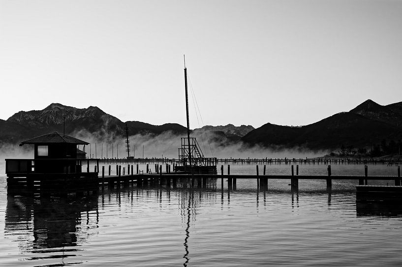 Le calme du matin au bord du lac (black-and-white) par artpictures.de