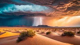 Dramatic sight of a heavy thunderstorm