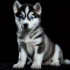 Hond | Husky puppy met blauwe ogen van Art Twist by M
