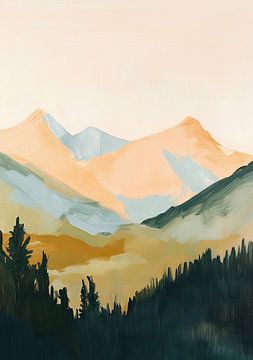 mountains forest beige nature minimalist
